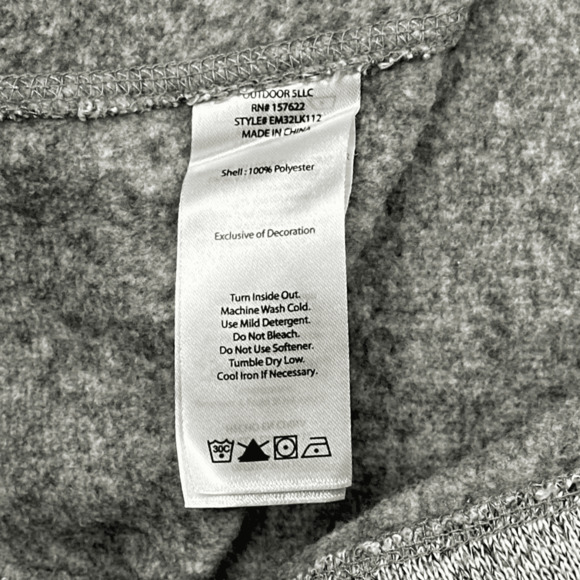 Eddie Bauer Sweater Adult EXTRA LARGE Heather Gray Fleece 1/4 Zip Thermal - Picture 6 of 7